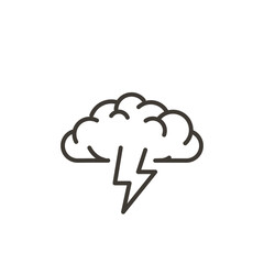 Vector icon. Brainstorming. Cloud with brain shape and thunder. Creativity, effort and solutions