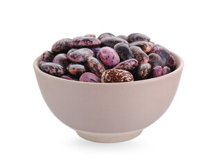 Bowl with dry kidney beans isolated on white