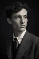 Black and white portrait of a man, ai-generated artwork