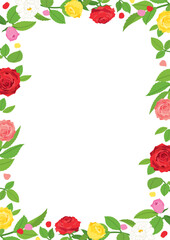 カラフルな薔薇のデザインフレーム　背景素材