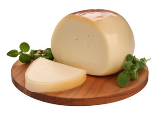 Provolone cheese in transparent background. Generative AI.