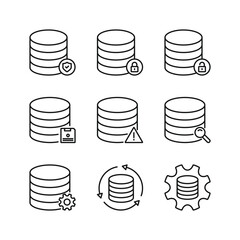 Editable Set Icon of Database, Vector illustration isolated on white background. using for Presentation, website or mobile app