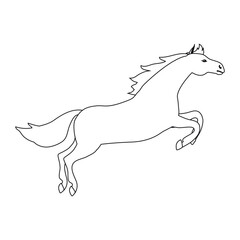 Vector hand drawn flat jumping horse isolated on white background