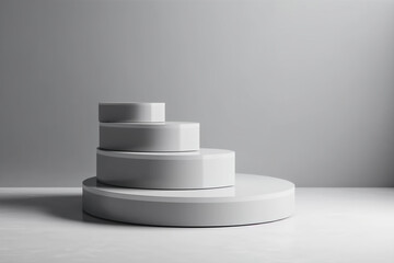 A set of light grey stone pedestals in a room. Generative AI.