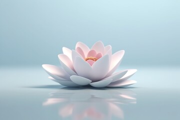 White zen lotus flower on water, meditation, serenity and spirituality concept, illustration generative ai