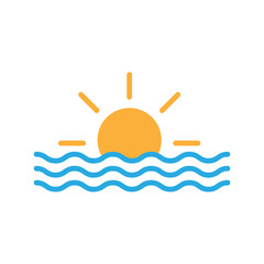 Sun and sea icon, vector illustration. vector sun and sea icon illustration isolated on white background..eps