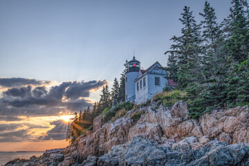 Fototapeta na wymiar Bass Harbor Head Light Station is located in Tremont, Maine, on the southwest corner of Mount Desert Island.