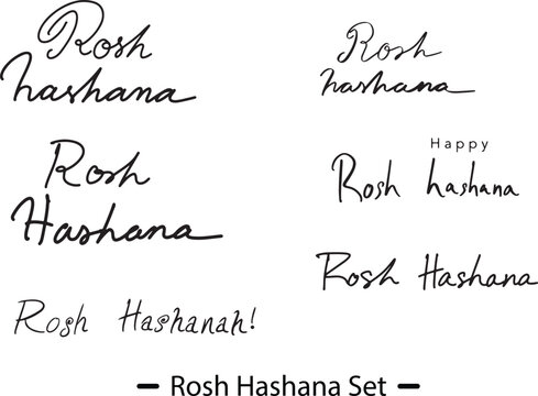 Rosh hashana font text calligraphy black color vector illustration symbol decoration sign happy celebration festival jewish  hebrew shana tova element label lettering hand written religion culture 