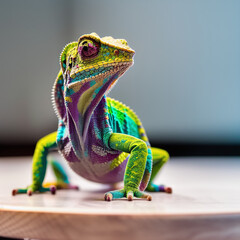 colorful chameleon closeup made with generative AI