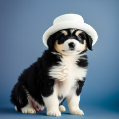cute fluffy puppy wearing a hat made with generative AI