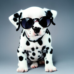 cool dalmatian puppy wearing sunglasses made with generative AI