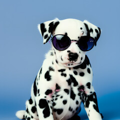 cool dalmatian puppy wearing sunglasses made with generative AI