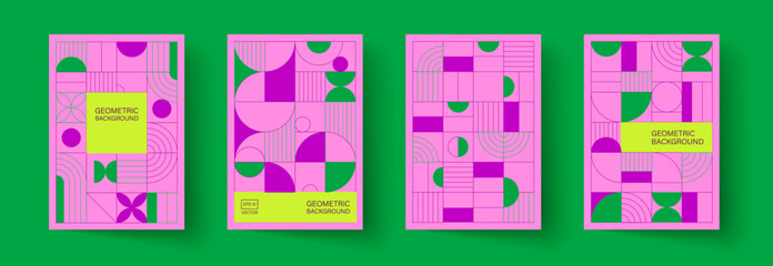 Trendy covers design. Minimal geometric shapes compositions. Applicable for brochures, posters, covers and banners.
