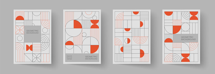 Trendy covers design. Minimal geometric shapes compositions. Applicable for brochures, posters, covers and banners. - obrazy, fototapety, plakaty
