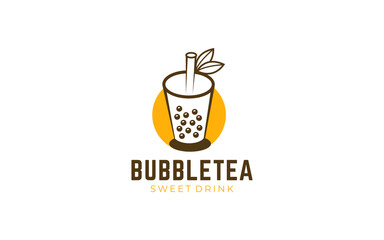 Illustration vector graphic of bubble tea drink concept logo design template on white background