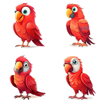 Cartoon character of Parrot bird, white background