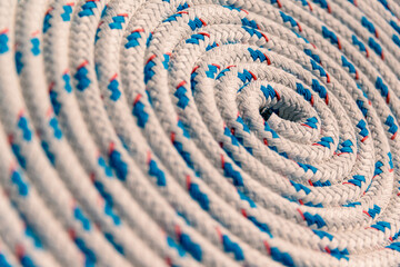 Fototapeta na wymiar Spiral of White and Blue Rope