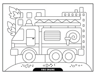 Fire Engine coloring pages for kids