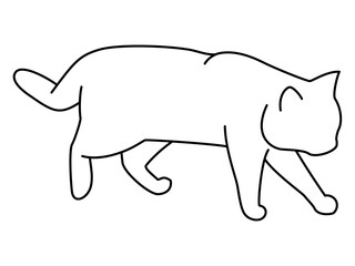 トボトボと歩く猫のシルエット（白）