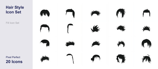 Hairstyle fill vector icon set crystal clear icons