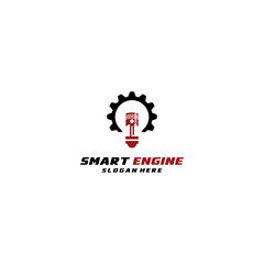 smart engine logo with a piston and bulb reflecting intelligence