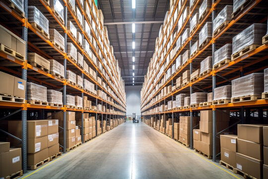 warehouse shelves in warehouse,  Generative AI