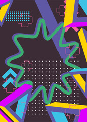 Abstract minimal geometric shapes background. Explosion geometrical graphic art pattern. Simple busy poster with random geometry. Vintage template for book cover, backdrop with vibrant colors.