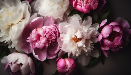 peonies with free space background