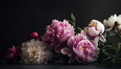 peonies with free space background