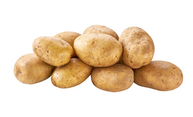 Fototapeta na wymiar Large pile of organic potatoes isolated on white background.
