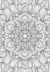 Decorative floral mehndi design style coloring book page illustration hand drawn