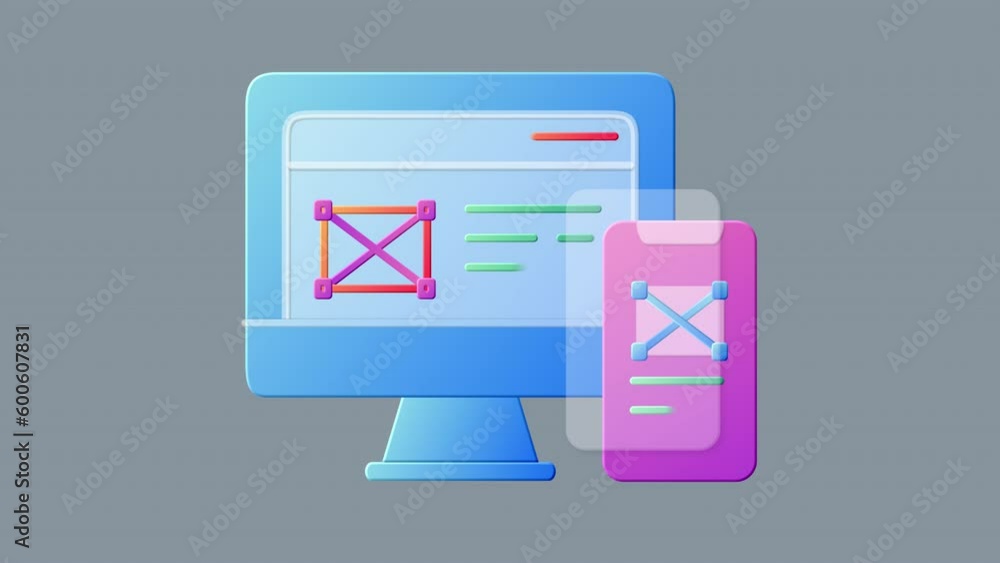Poster computer and phone line icon on the alpha channel