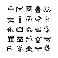 Outline Kid Toy Icon Set