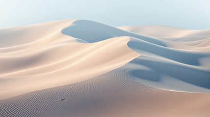An aerial shot of a vast and surreal desert landscape, with sand dunes forming unique shapes and patterns. generative ai.