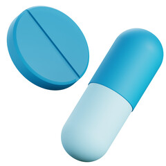 Pill and tablet medicine 3d render illustration
