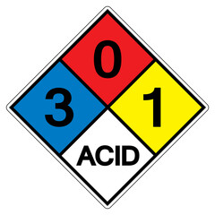 NFPA Diamond 704 3-0-1 ACID Symbol Sign, Vector Illustration, Isolate On White Background Label. EPS10