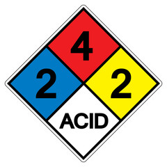 NFPA Diamond 704 2-4-2 ACID Symbol Sign, Vector Illustration, Isolate On White Background Label. EPS10