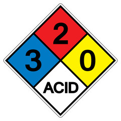 NFPA Diamond 704 3-2-0 ACID Symbol Sign, Vector Illustration, Isolate On White Background Label. EPS10