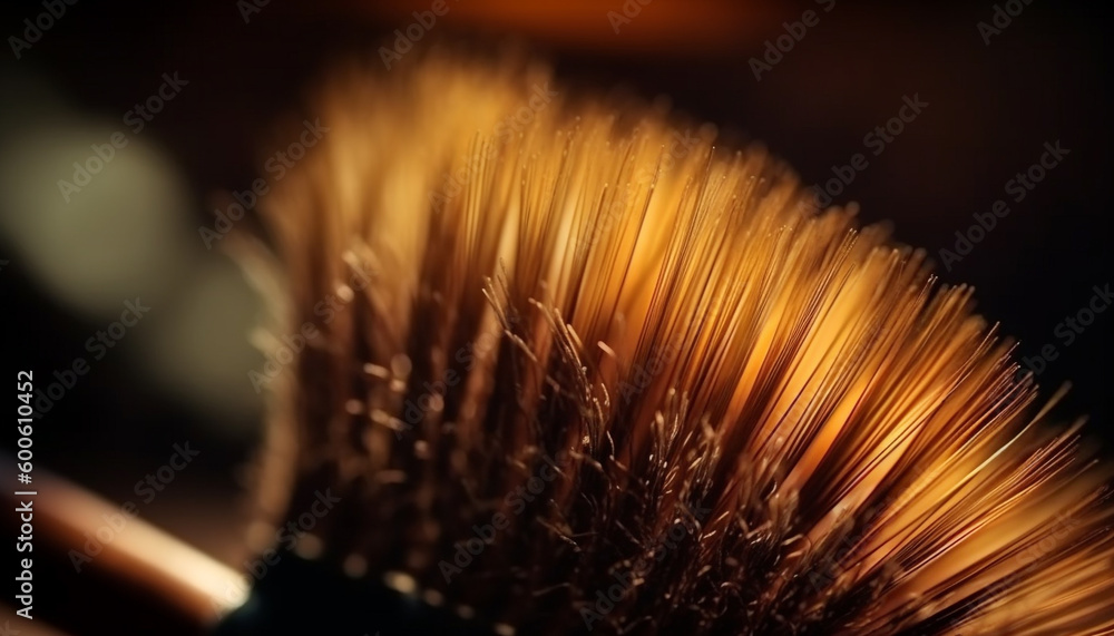 Poster sharp metallic wire glows yellow in defocused abstract pattern generated by ai