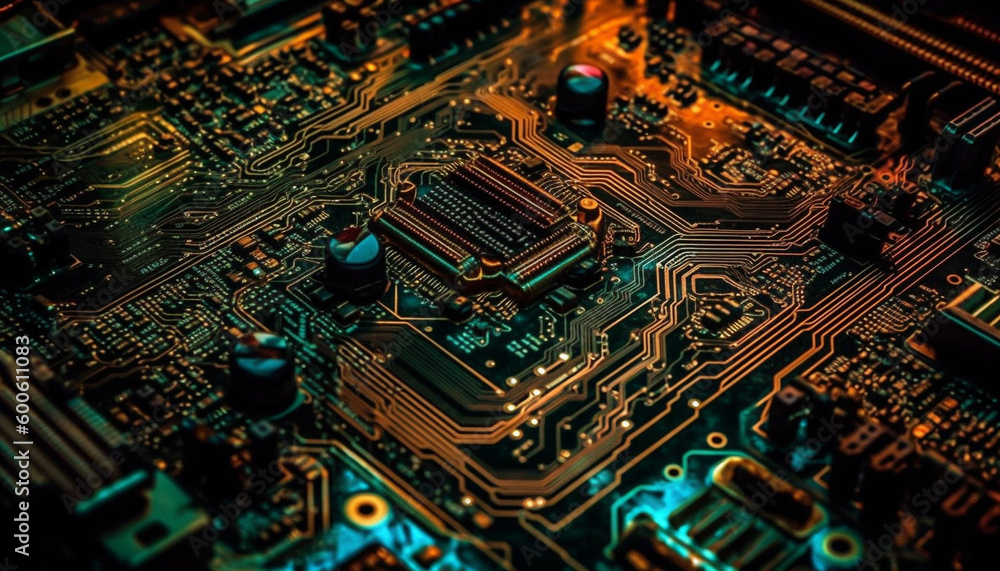 Aufkleber abstract complexity of electrical equipment in futuristic computer industry progress generated by ai