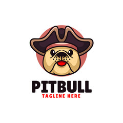 Vector Logo Illustration Pitbull Mascot Cartoon Style.