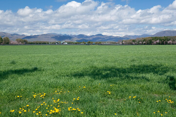 新ひだか町の牧場と日高山脈