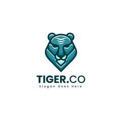 Vector Logo Illustration Tiger Simple Mascot Style