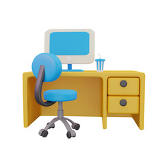 home workspace, study or frelancer 3d