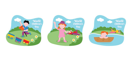 Children's Day Flat Bundle Design Illustration