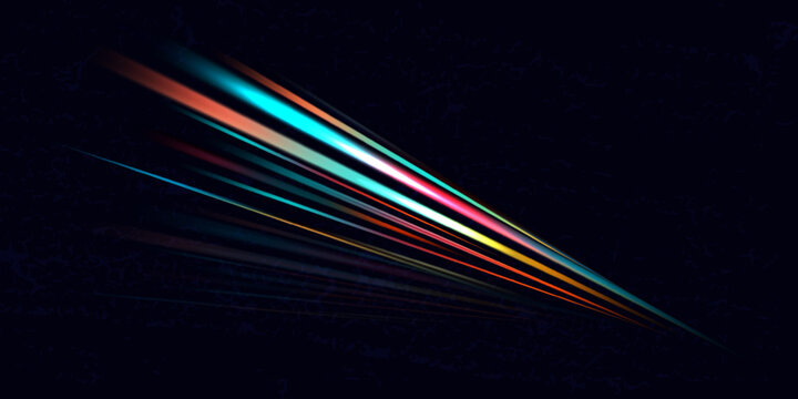 Beam light, reflection prism, lens, sound, flicker, speed. Rainbow spectrum, flash of bright crystal light beam, a glowing lasar ray. Focus, shine through the prism of the lens, broken line of light. 