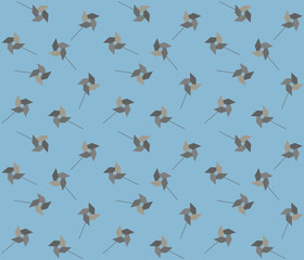 Japanese Funny Windmill Stick Vector Seamless Pattern