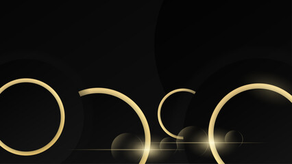 Gold element on black background with sparkle