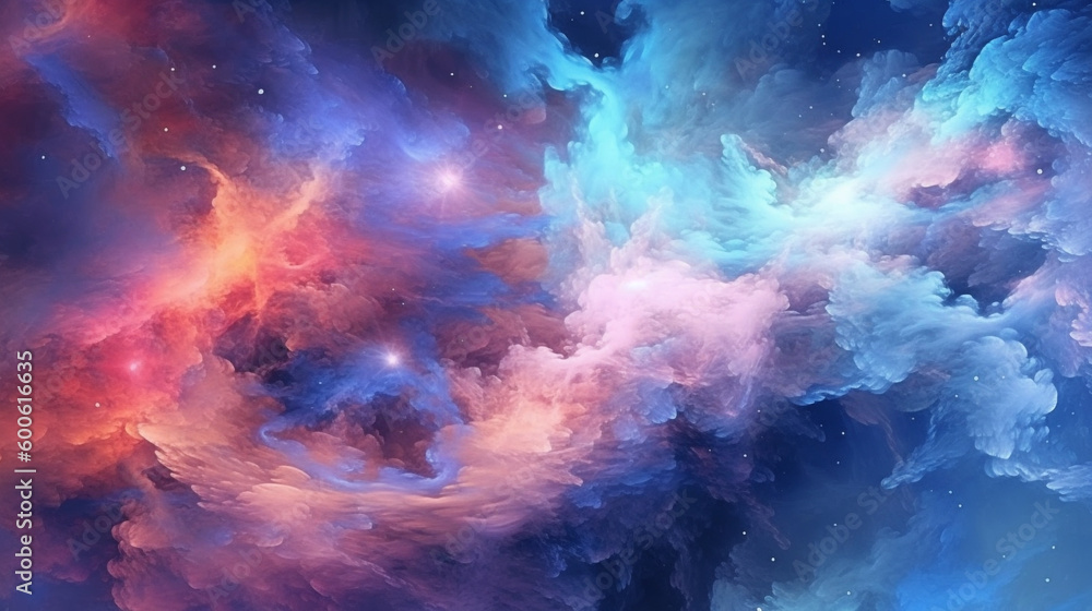 Wall mural generative ai, a nebula or galaxy theme for a space or science-oriented website design
