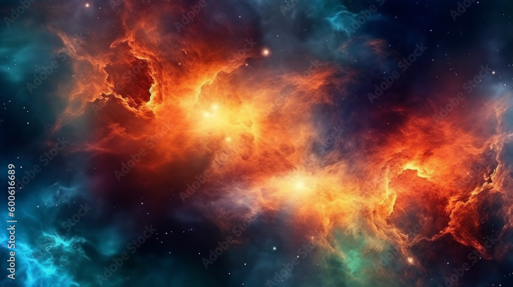 Wall mural generative ai, a nebula or galaxy theme for a space or science-oriented website design